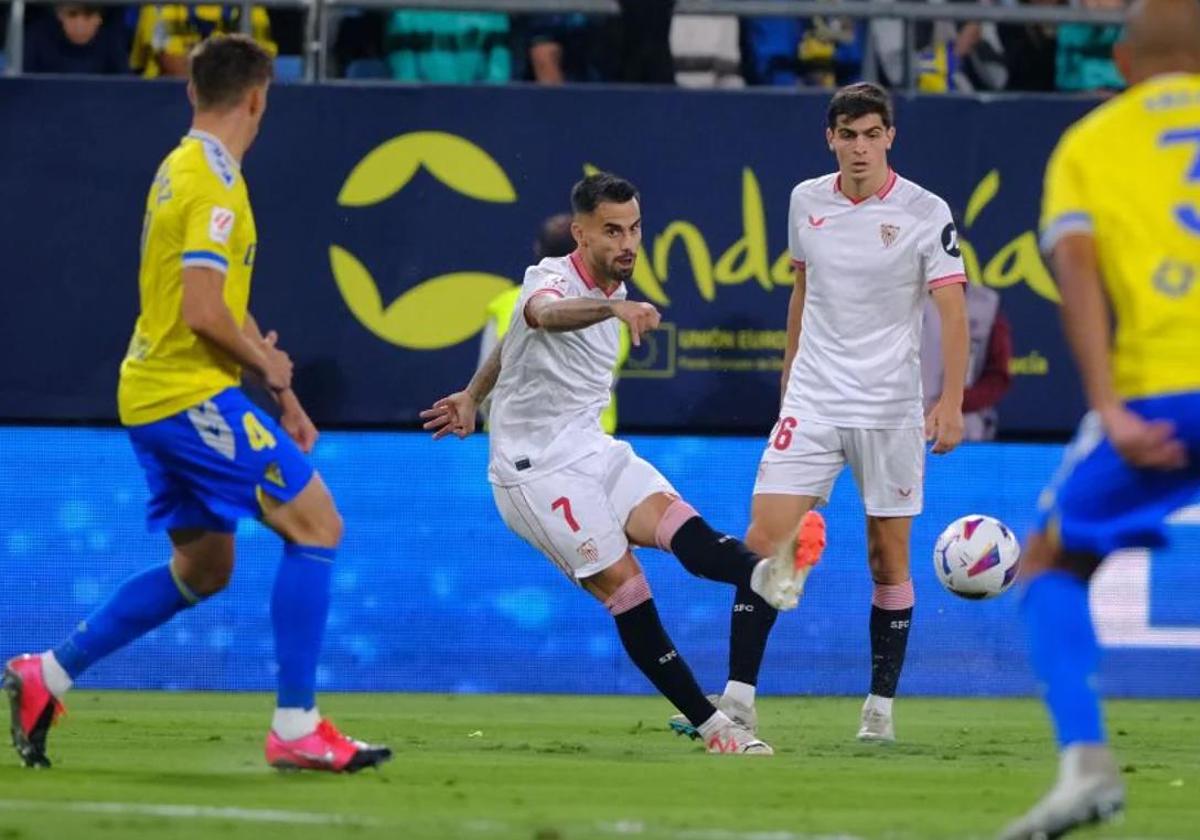 Imagen de Suso durante un Sevilla - Cádiz